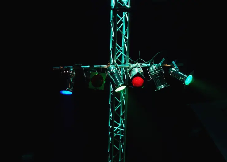 Lighting rig on stage truss